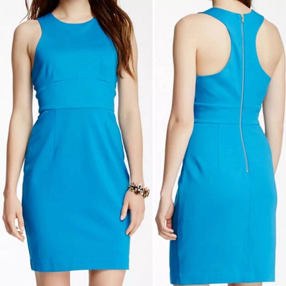 Trina Turk Robyn Women's Sleeveless Party Cocktail Sheath Dress Blue Size Small?